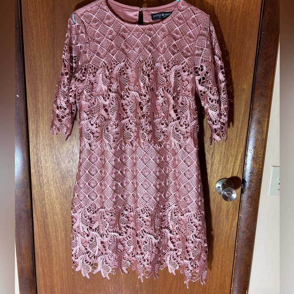 Little Mistress Coral Lace Dress